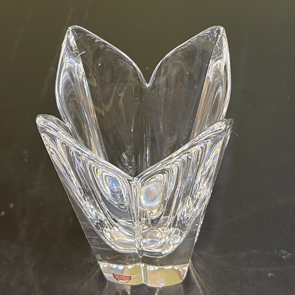 Orrefors Sweden Crystal Tulip Vase 6" Signed EUC - Picture 2 of 8